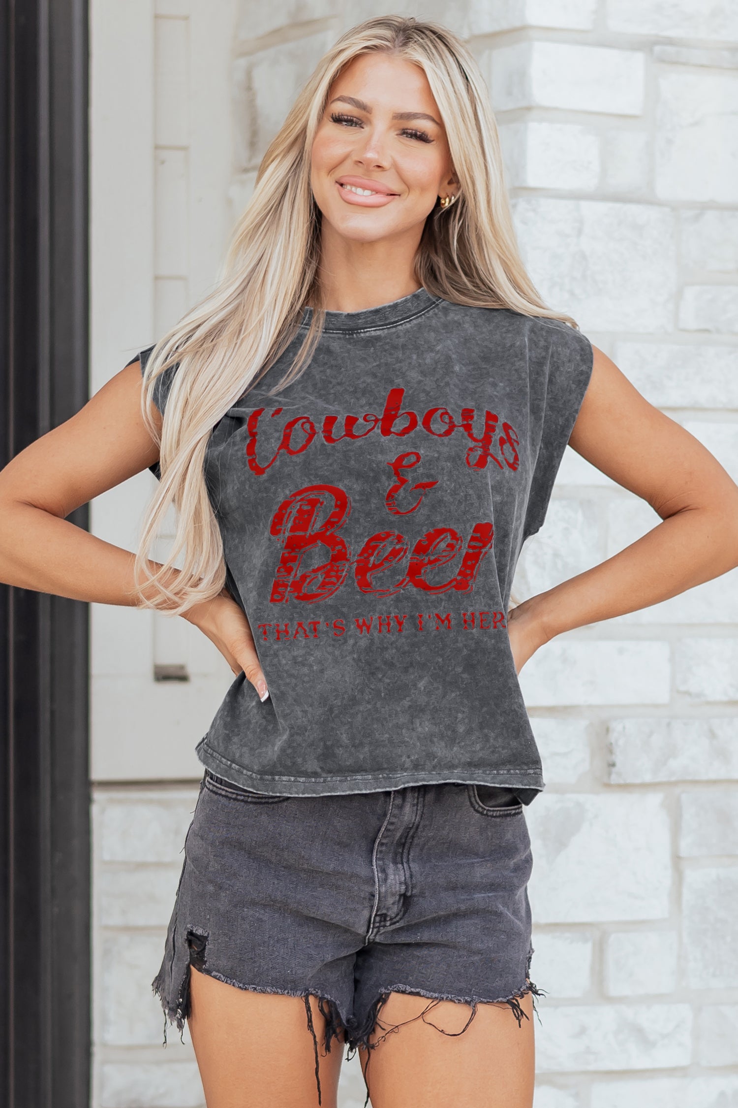 Cowboy & Beer Western Graphic Tank Top