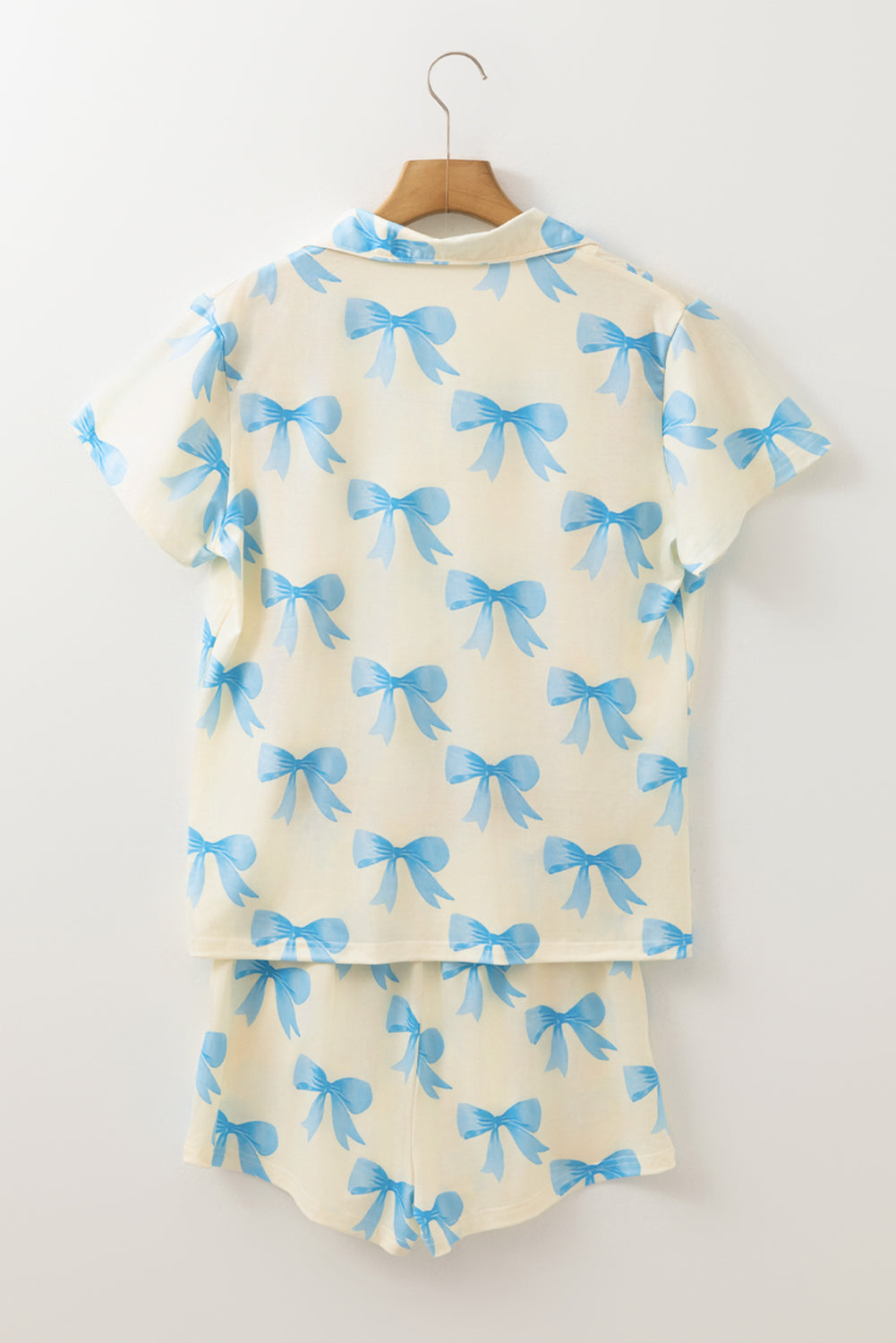 Yellow and Blue Bow Short Sleeve-Shorts Pajama Set