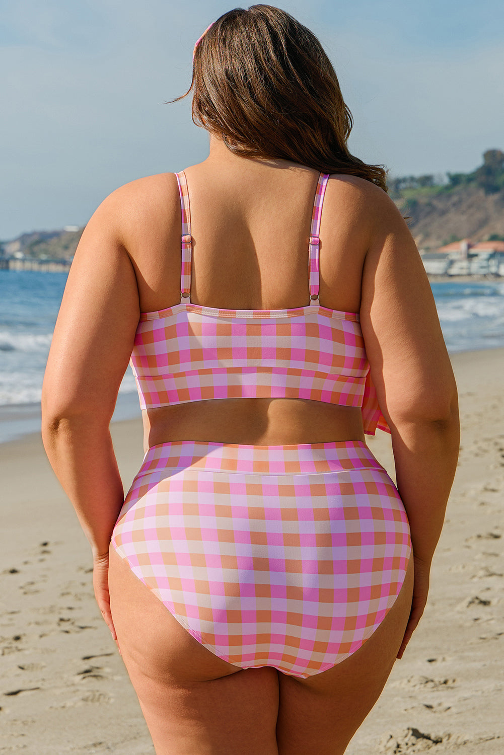 Plus Size Plaid High Waist Bikini Set