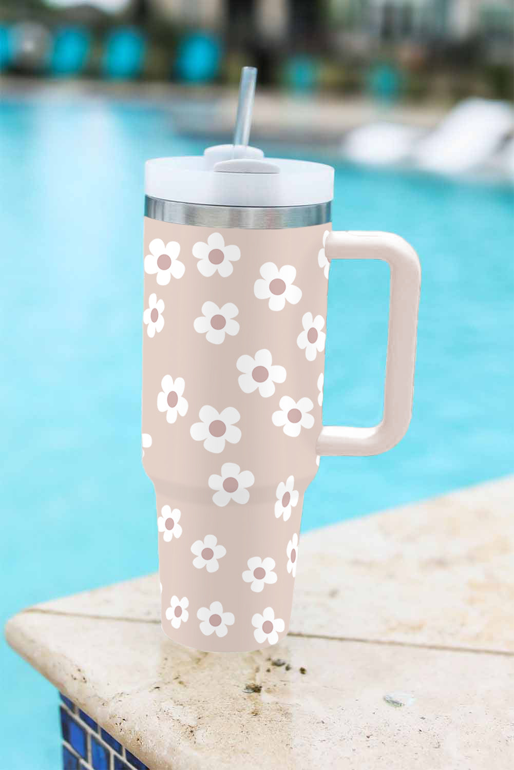 Floral 40oz Stainless Tumbler With Lid And Straw