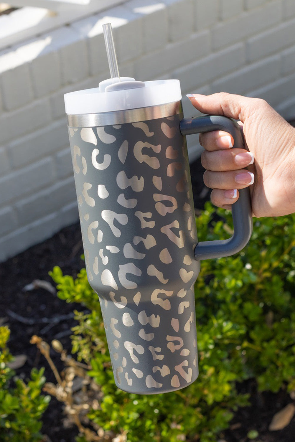 Gray Leopard 40oz Stainless Steel Cup