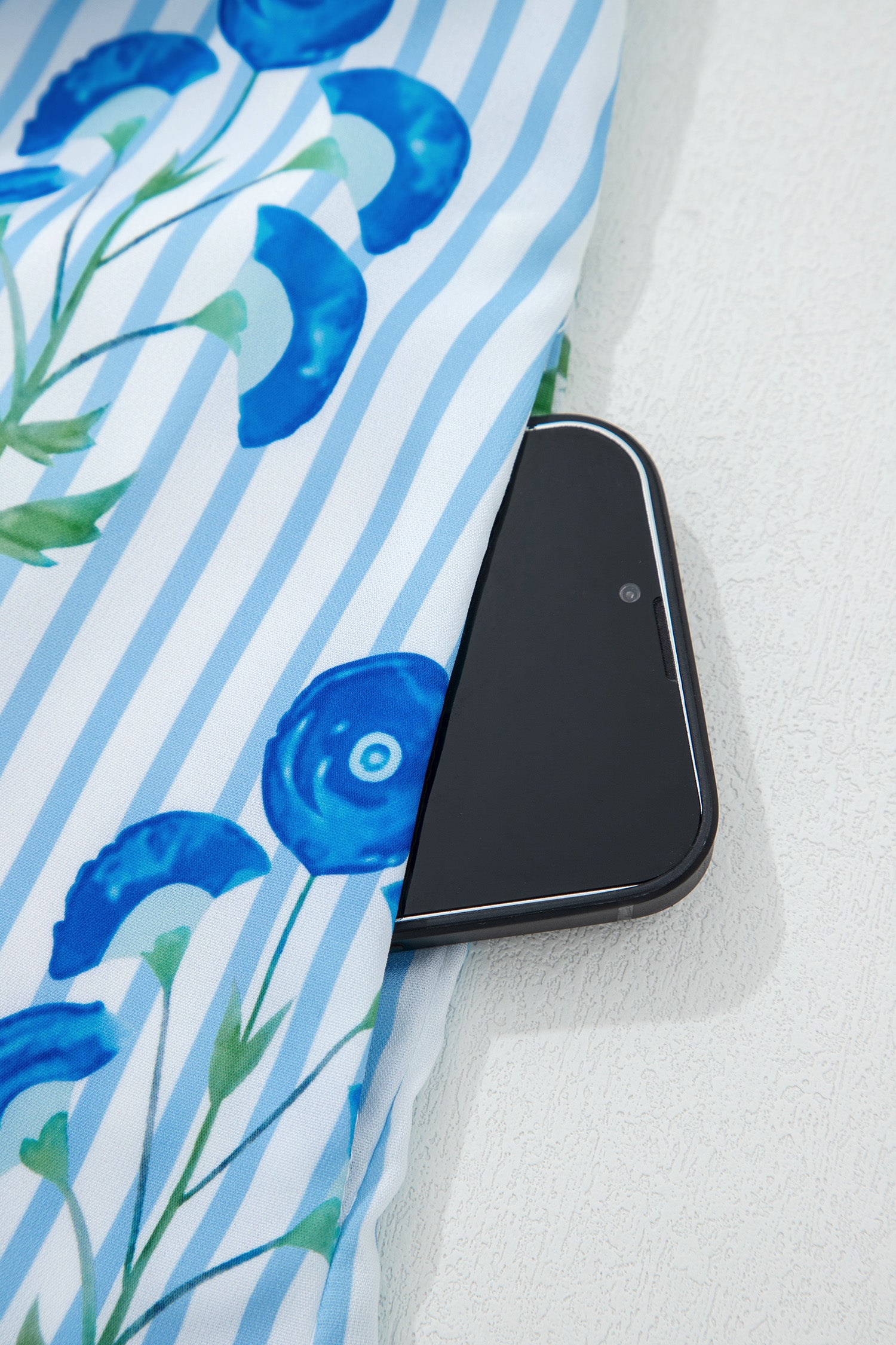 Floral Striped Puff Sleeve Flared Mini Dress