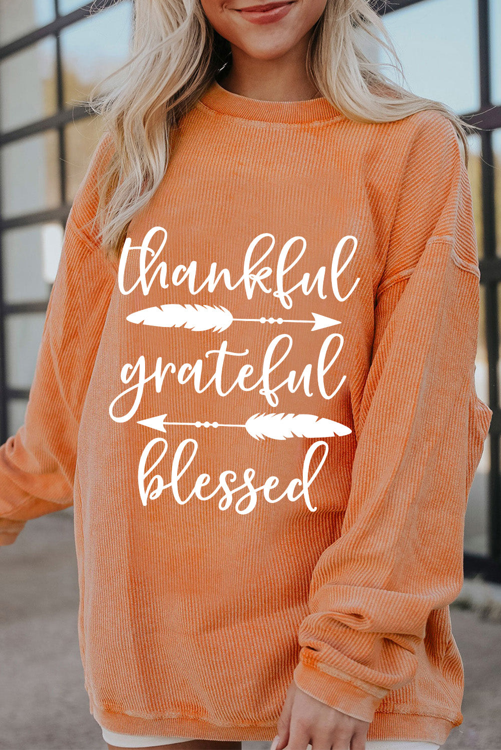 Thankful Grateful Blessed Arrow Graphic Sweatshirt