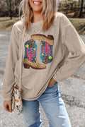 Western Cowboy Boots Graphic Loose Sweatshirt