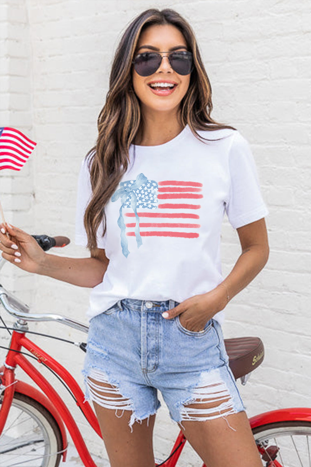 American Flag Bow Knot T-Shirt