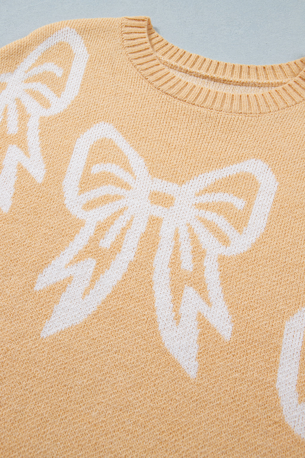 Bow Pattern Drop Shoulder Loose Sweater