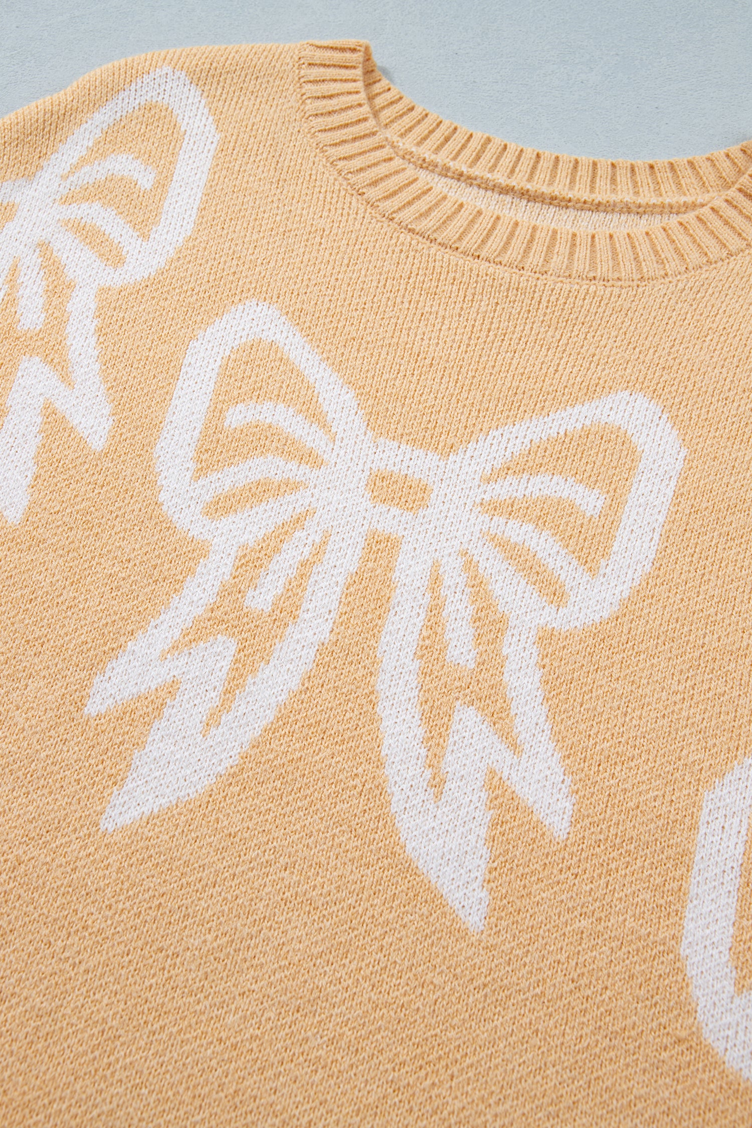 Bow Pattern Drop Shoulder Loose Sweater