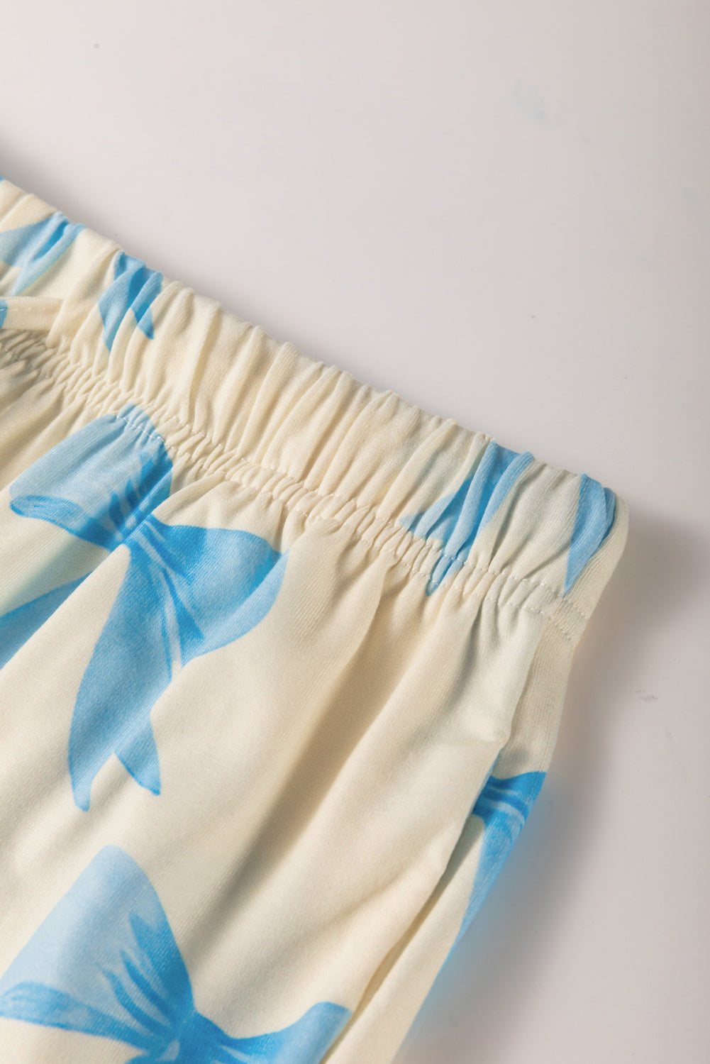 Yellow and Blue Bow Short Sleeve-Shorts Pajama Set