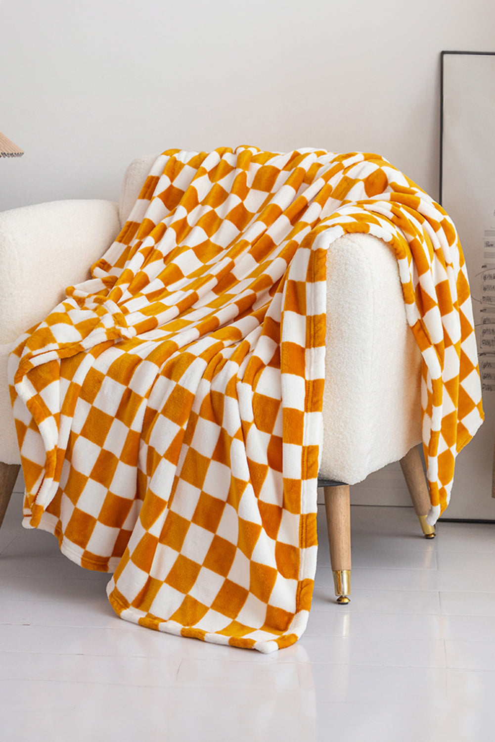Yellow Checkerboard Soft Throw Blanket