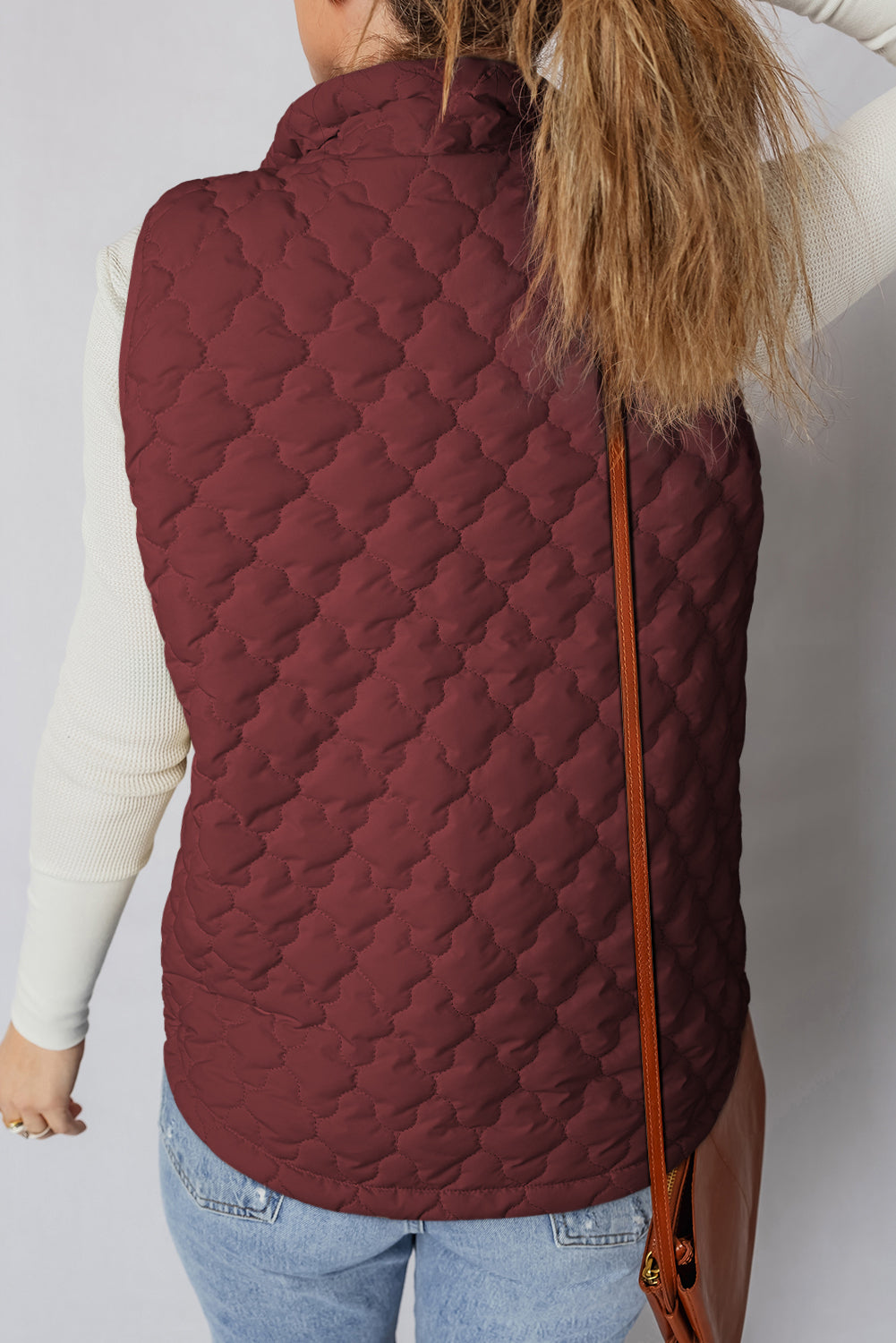 Quilted Snap Button Zip Up Vest
