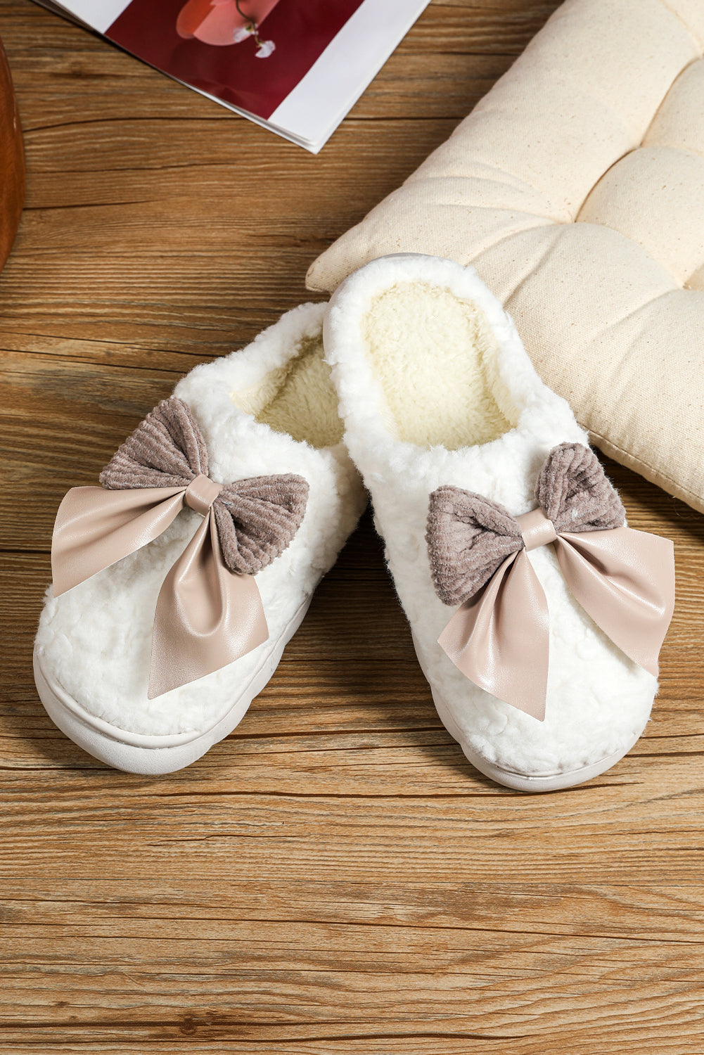 Bowknot Plush Winter Slippers