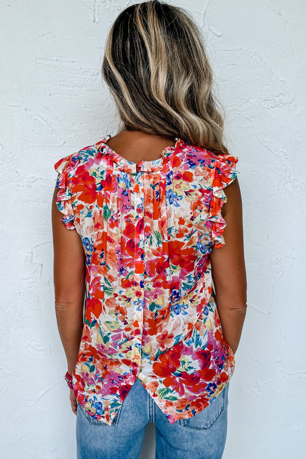 Frilled Boho Floral Tank Top