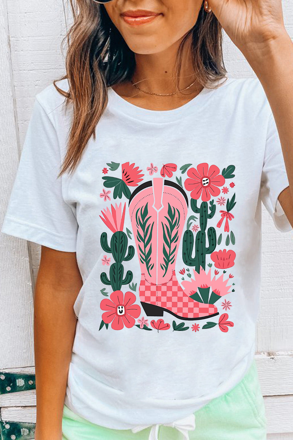 Western Boots Flower Graphic Tee