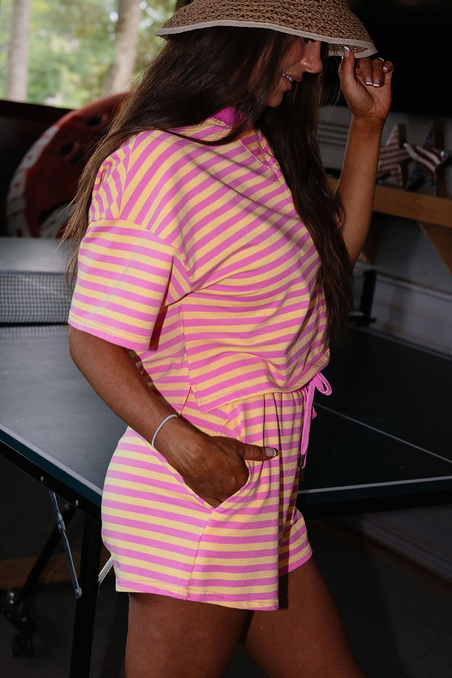 Striped Casual Terry Short Set