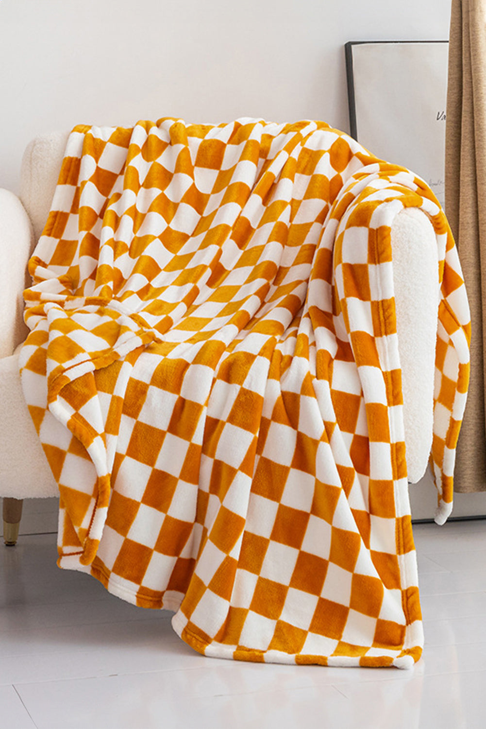 Yellow Checkerboard Soft Throw Blanket