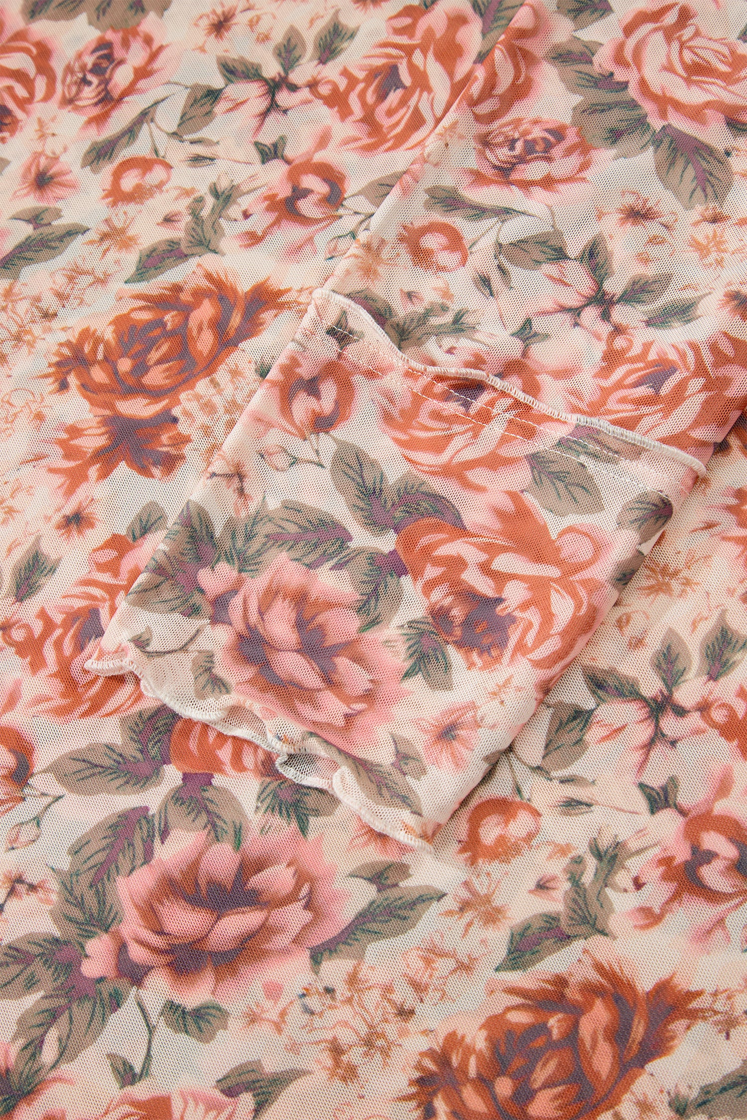 Plus Size Floral Long Sleeve Slim Top