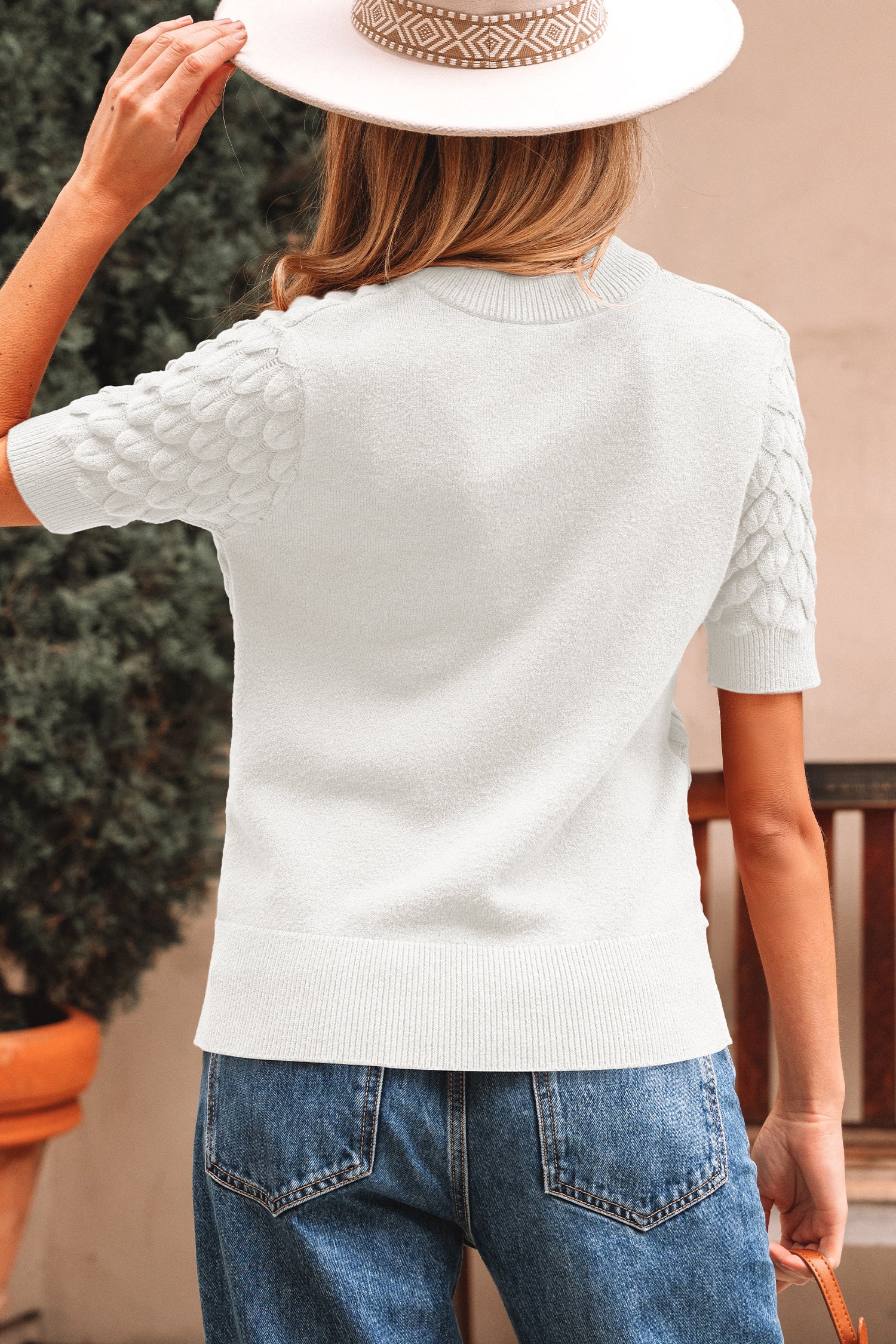 Knitted Short Sleeve Sweater