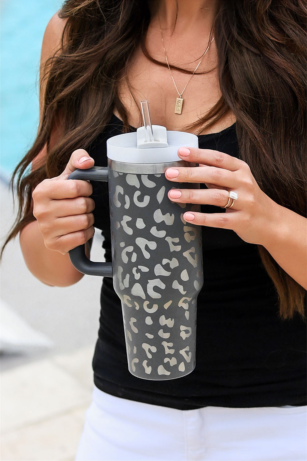Gray Leopard 40oz Stainless Steel Cup