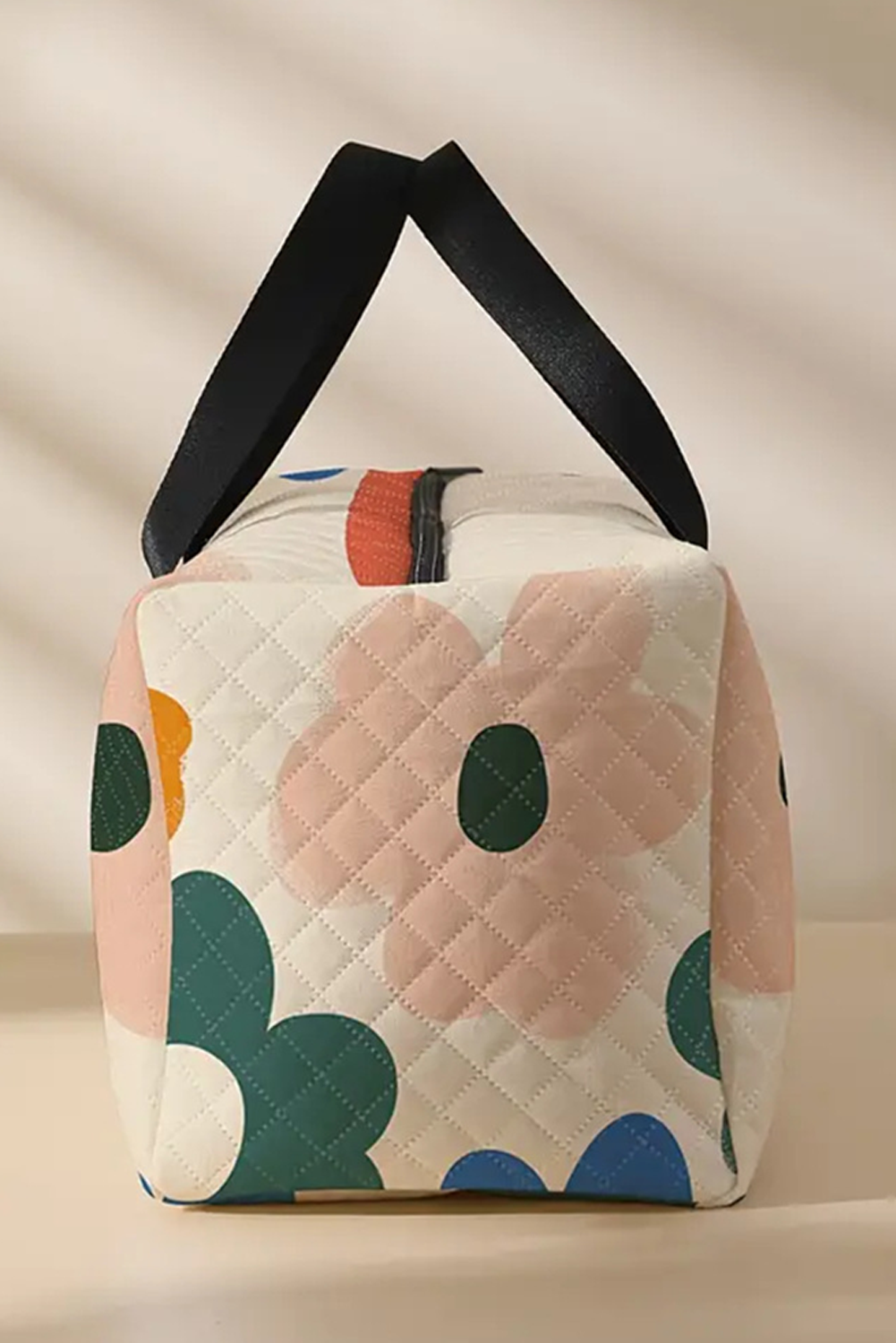 Flower Print Quilted Large Duffel Bag