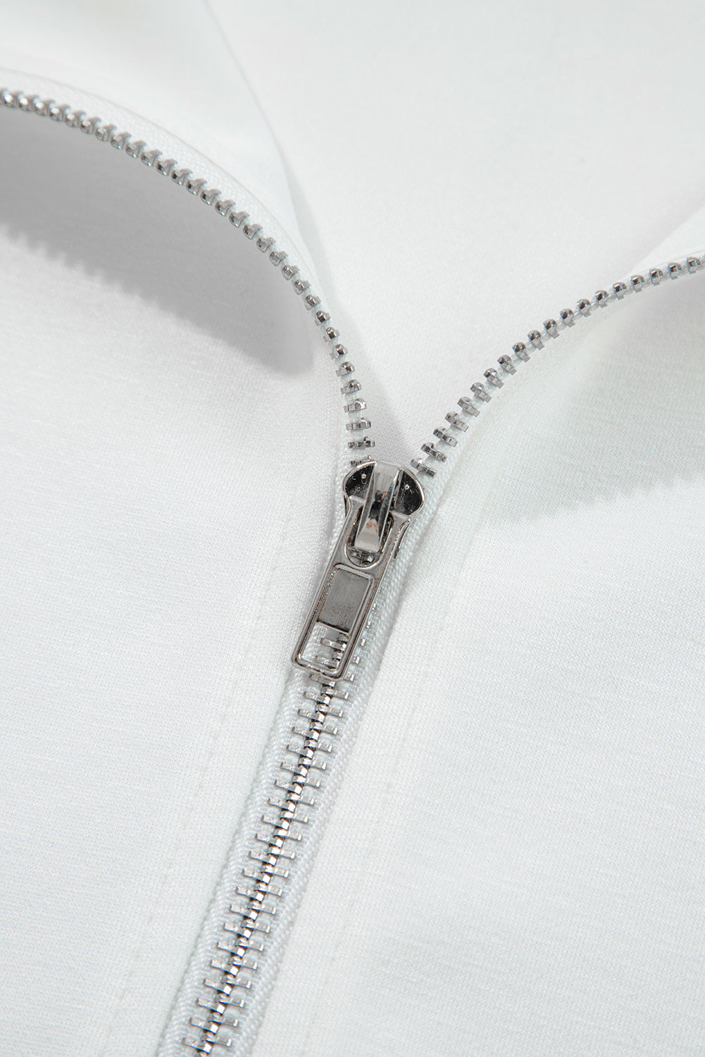 Solid Color Zip Up Knit Puff Sleeve Jacket