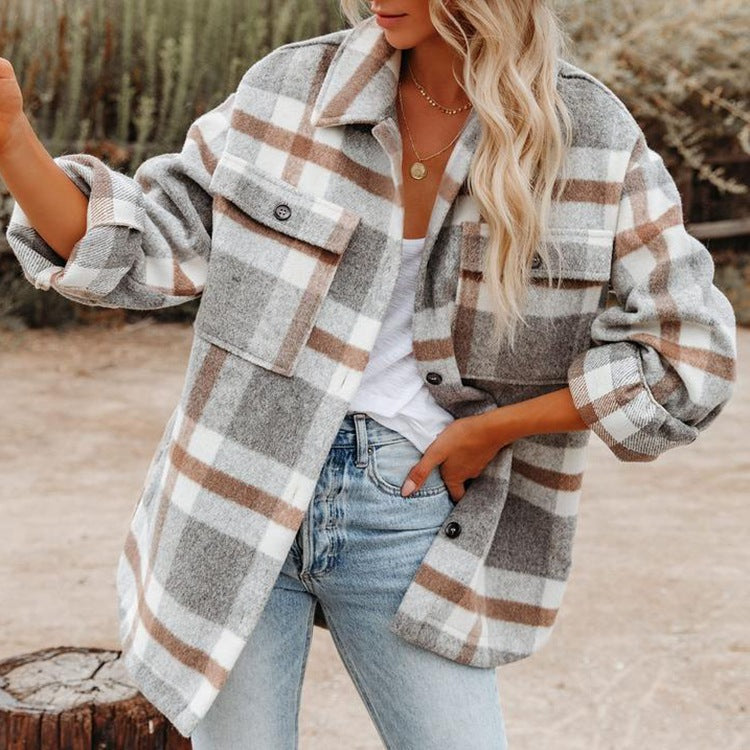 Women's Plaid Button Flannel Shirt