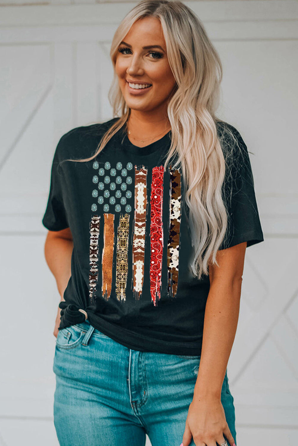 Black Western American Flag Graphic Tee