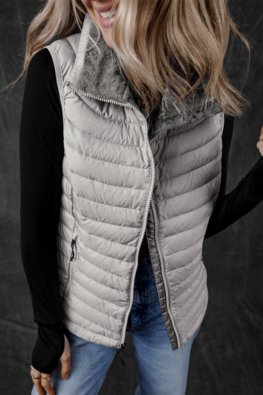Plush Zipped Puffer Vest