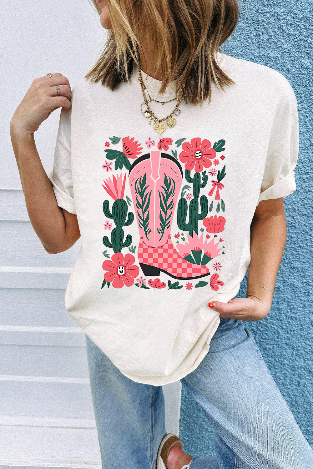 Western Boots Flower Graphic Tee