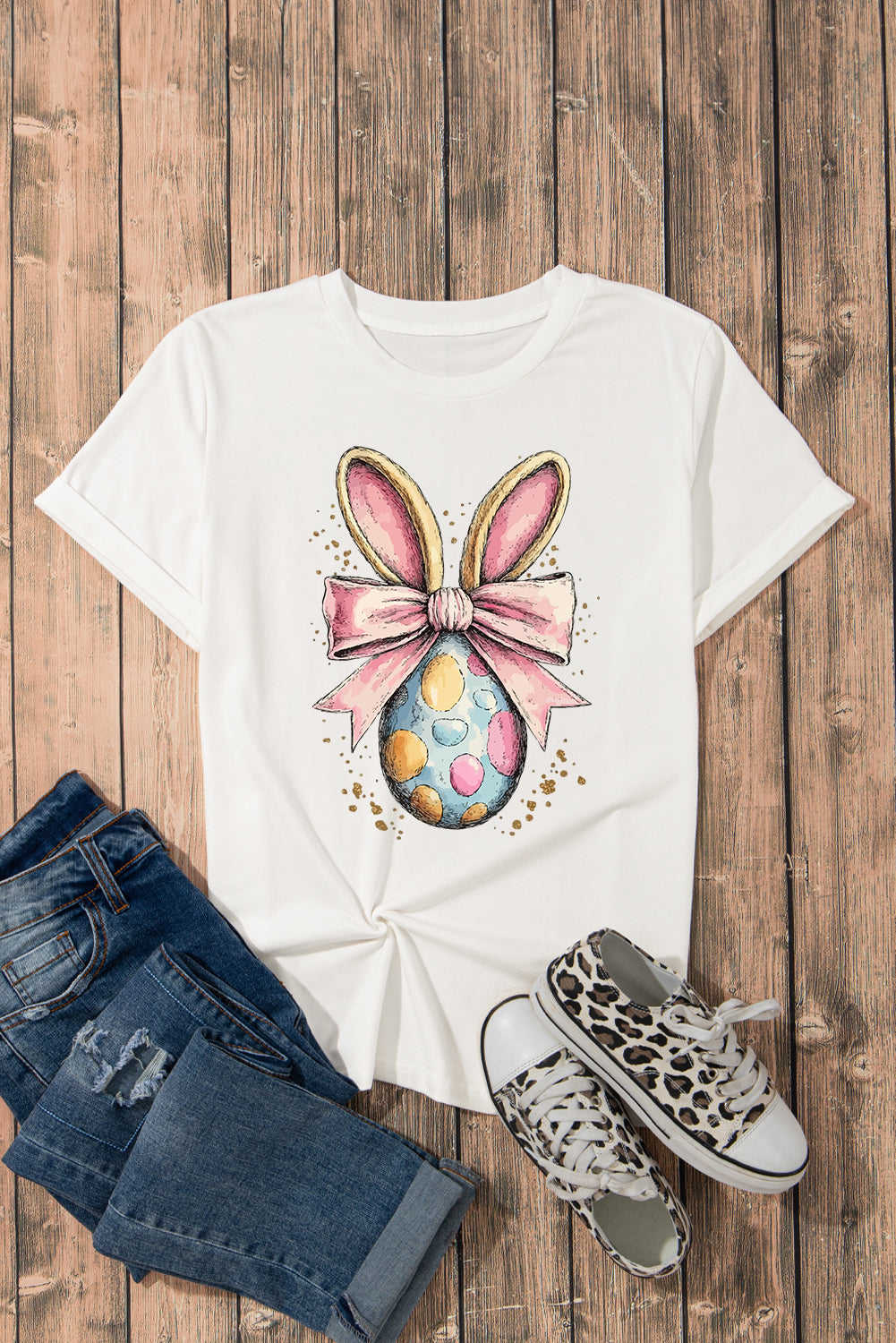 Easter Egg Bow Bunny Ear T-Shirt