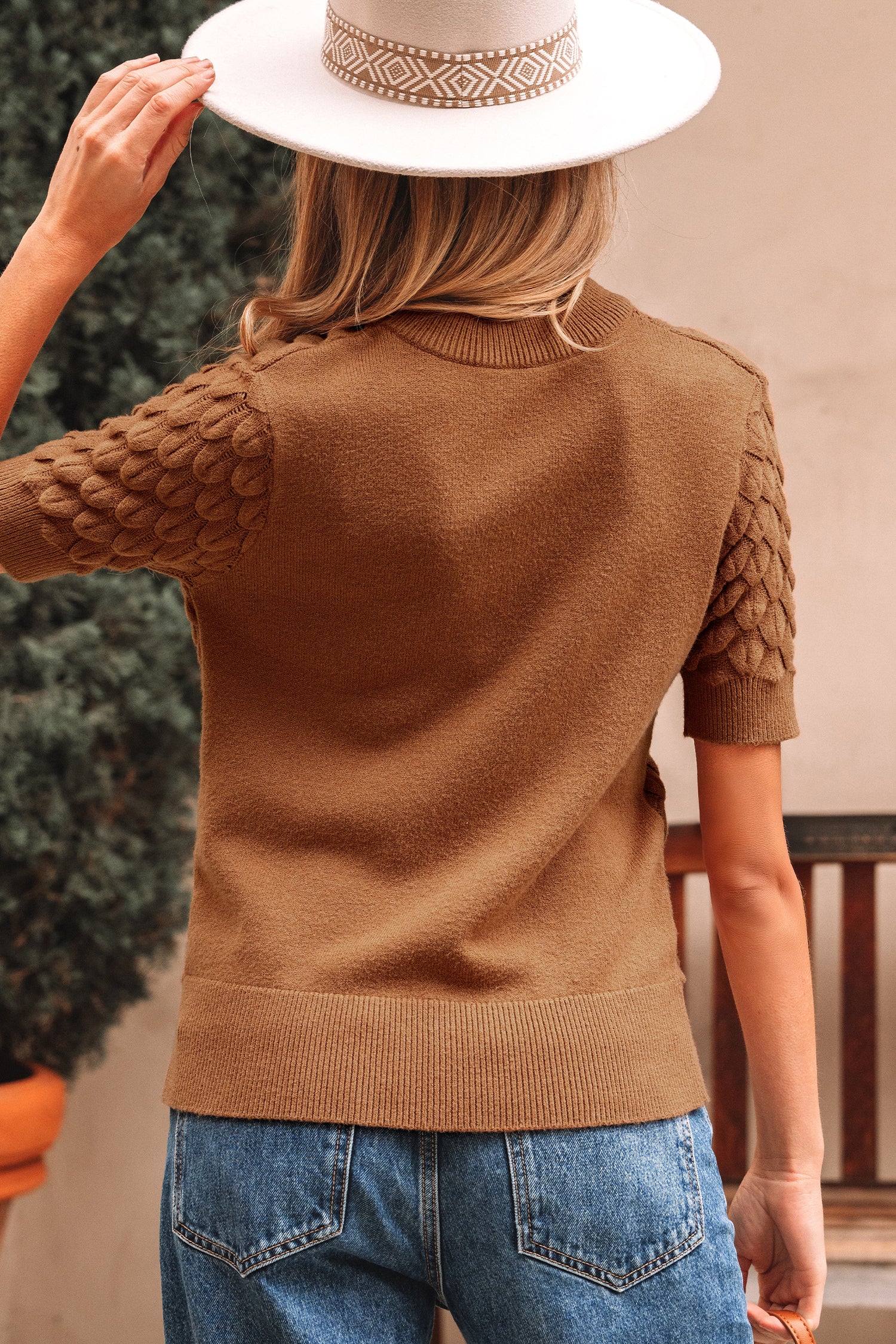 Knitted Short Sleeve Sweater