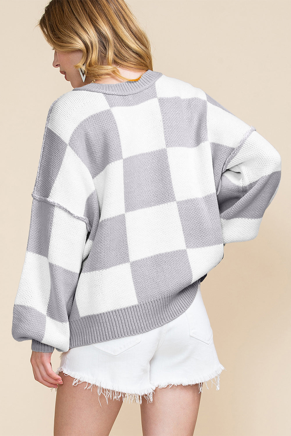 Checkered Long Sleeve Sweater