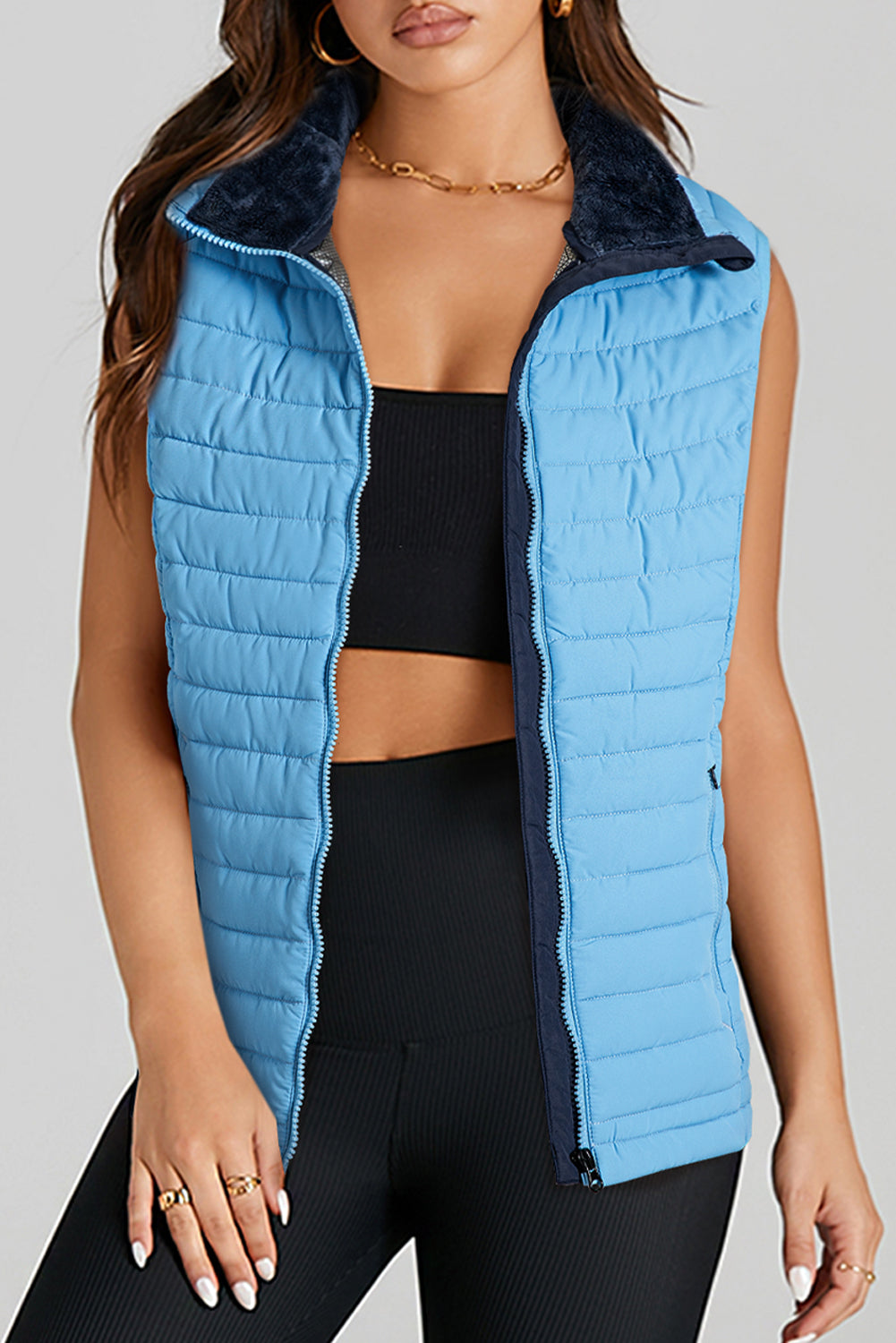 Plush Zipped Puffer Vest