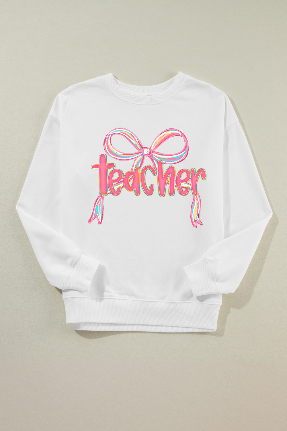 Teacher Bow Graphic Pullover Sweatshirt